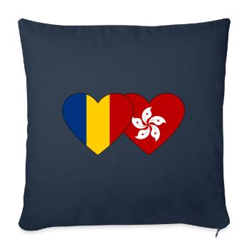Roumanie Cœur de drapeau de Hong Kong - Housse de coussin décorative 45 x 45 cm - bleu marine - Devant