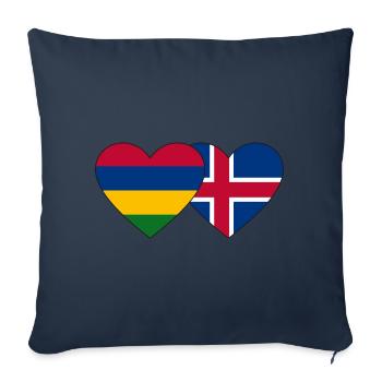 Mauritius Iceland Flag Heart - Sofa pillowcase 17,3'' x 17,3'' (45 x 45 cm) - navy - Front
