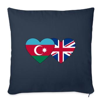 Azerbaijan England Flag Heart - Sofa pillowcase 17,3'' x 17,3'' (45 x 45 cm) - navy - Front