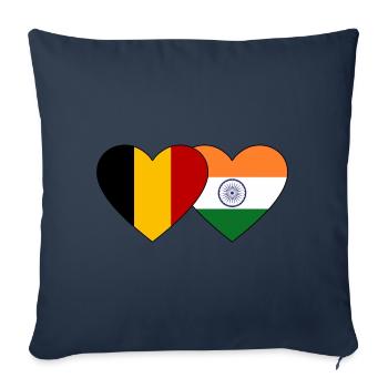 Belgium India Flag Heart - Sofa pillowcase 17,3'' x 17,3'' (45 x 45 cm) - navy - Front