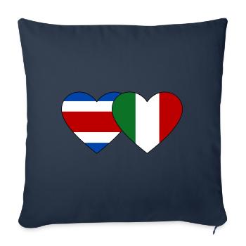 Costa Rica Italie Drapeau Coeur - Housse de coussin décorative 45 x 45 cm - bleu marine - Devant