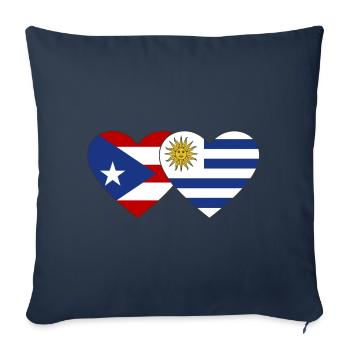 Puerto Rico Uruguay Heart Flag - Sofa pillowcase 17,3'' x 17,3'' (45 x 45 cm) - navy - Front