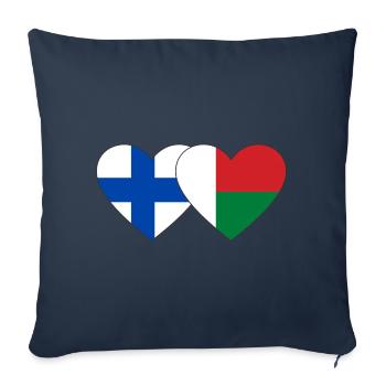 Finland Madagascar Heart Flag - Sofa pillowcase 17,3'' x 17,3'' (45 x 45 cm) - navy - Front