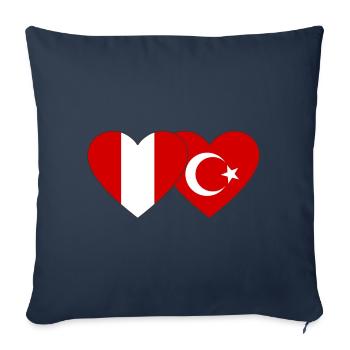 Peru Türkei Herz Flagge - Sofakissenbezug 45 x 45 cm - Navy - Vorne