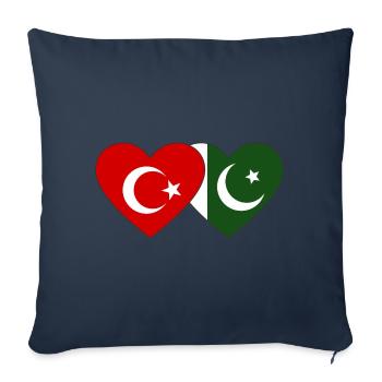Turkey Pakistan Flag Heart - Sofa pillowcase 17,3'' x 17,3'' (45 x 45 cm) - navy - Front