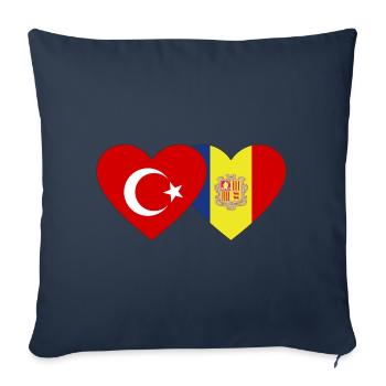 Turkey Andorra Flag Heart - Sofa pillowcase 17,3'' x 17,3'' (45 x 45 cm) - navy - Front