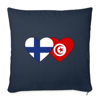 Finlande Tunisie Drapeau Coeur - Housse de coussin décorative 45 x 45 cm - bleu marine - Devant