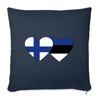Finlande Estonie Drapeau Coeur - Housse de coussin décorative 45 x 45 cm - bleu marine - Devant