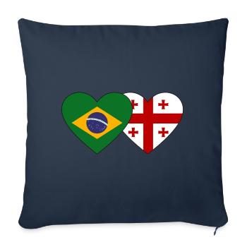 Brazil Georgia Flag Heart - Sofa pillowcase 17,3'' x 17,3'' (45 x 45 cm) - navy - Front