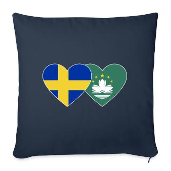 Suède Cœur de drapeau de Macao - Housse de coussin décorative 45 x 45 cm - bleu marine - Devant
