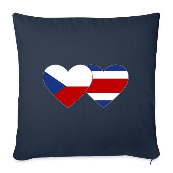 Coeur de drapeau de la République tchèque Costa Rica - Housse de coussin décorative 45 x 45 cm - bleu marine - Devant