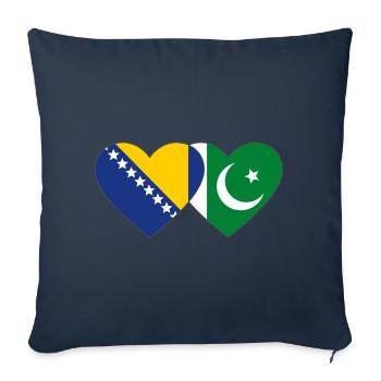 Bosnie Pakistan drapeau coeur - Housse de coussin décorative 45 x 45 cm - bleu marine - Devant