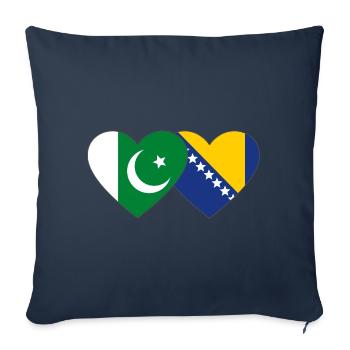 Pakistan Bosnie drapeau coeur - Housse de coussin décorative 45 x 45 cm - bleu marine - Devant
