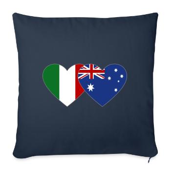 Italie Australie Drapeau Coeur - Housse de coussin décorative 45 x 45 cm - bleu marine - Devant