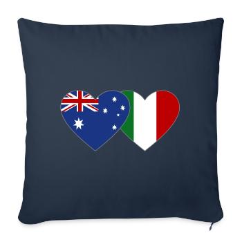 Australie Italie Drapeau Coeur - Housse de coussin décorative 45 x 45 cm - bleu marine - Devant