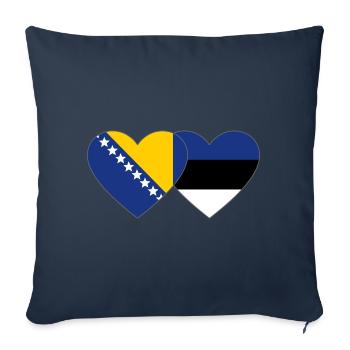 Bosnie Estonie Drapeau Coeur - Housse de coussin décorative 45 x 45 cm - bleu marine - Devant
