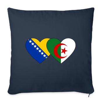 Bosnie Algérie Drapeau Coeur - Housse de coussin décorative 45 x 45 cm - bleu marine - Devant