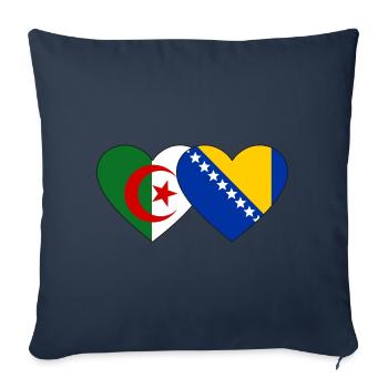 Algérie Bosnie Drapeau Coeur - Housse de coussin décorative 45 x 45 cm - bleu marine - Devant
