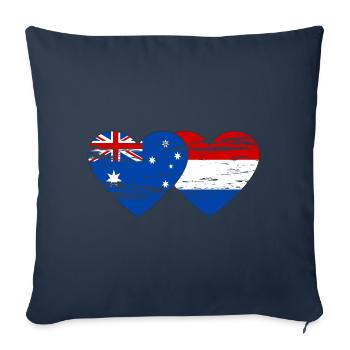 Australie Hollande Drapeau Coeur Drapeau utilisé - Housse de coussin décorative 45 x 45 cm - bleu marine - Devant