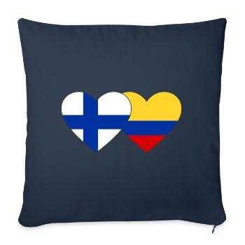 Finlande Colombie Drapeau Coeur - Housse de coussin décorative 45 x 45 cm - bleu marine - Devant