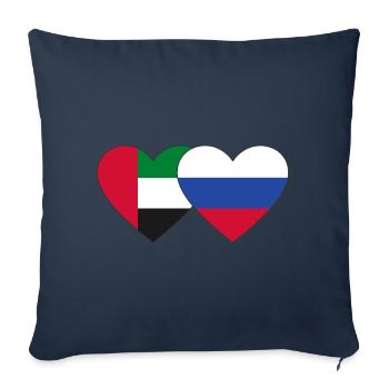 Émirats arabes unis Russie Drapeau Coeur - Housse de coussin décorative 45 x 45 cm - bleu marine - Devant