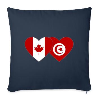 Drapeau du Canada et de la Tunisie - Housse de coussin décorative 45 x 45 cm - bleu marine - Devant
