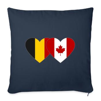 Belgique Canada Drapeau Coeur - Housse de coussin décorative 45 x 45 cm - bleu marine - Devant