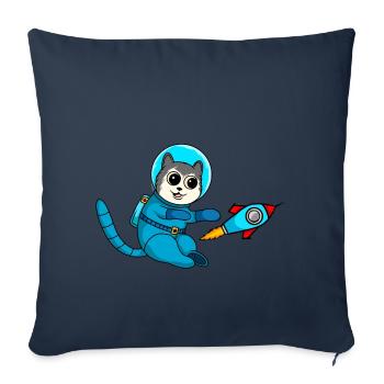 Cute comic cats astronaut in space - Sofa pillowcase 17,3'' x 17,3'' (45 x 45 cm) - navy - Front