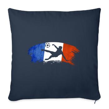 football France bleu blanc rouge foot - Housse de coussin décorative 45 x 45 cm - bleu marine - Devant