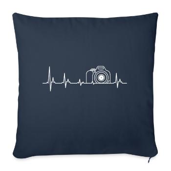 Mon cœur bat pour la photographie - Housse de coussin décorative 45 x 45 cm - bleu marine - Devant