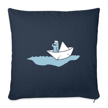 Paper boat with captain - Sofa pillowcase 17,3'' x 17,3'' (45 x 45 cm) - navy - Front