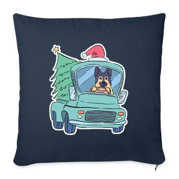 Sapin de Noël de berger allemand - Housse de coussin décorative 45 x 45 cm - bleu marine - Devant