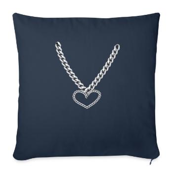 Chaîne de coeur - Housse de coussin décorative 45 x 45 cm - bleu marine - Devant