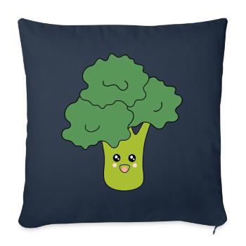 Kawaii Broccoli Vegetables vegan - Sofa pillowcase 17,3'' x 17,3'' (45 x 45 cm) - navy - Front