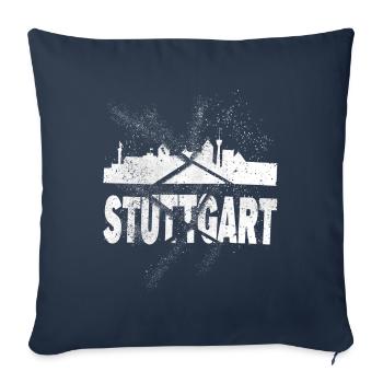 Stuttgart Allemagne City Skyline Font Grunge - Housse de coussin décorative 45 x 45 cm - bleu marine - Devant
