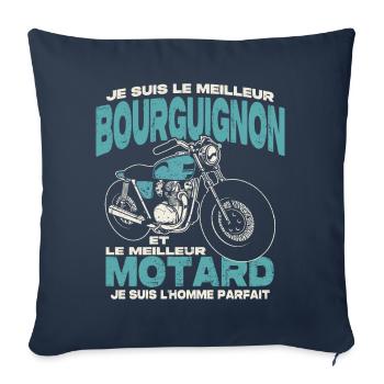 Le meilleur bourguignon et le meilleur motard - Housse de coussin décorative 45 x 45 cm - bleu marine - Devant