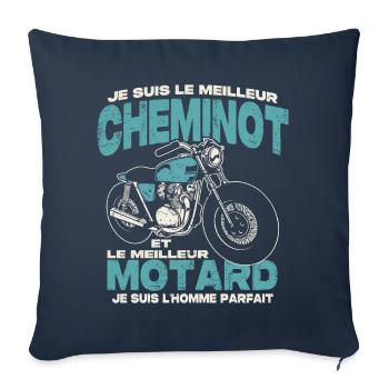 Le meilleur cheminot et le meilleur motard - Housse de coussin décorative 45 x 45 cm - bleu marine - Devant