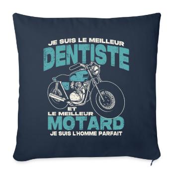 Le meilleur dentiste et le meilleur motard - Housse de coussin décorative 45 x 45 cm - bleu marine - Devant