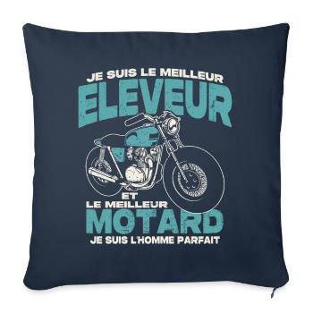 Le meilleur éleveur et le meilleur motard - Housse de coussin décorative 45 x 45 cm - bleu marine - Devant