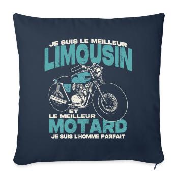 Le meilleur limousin et le meilleur motard - Housse de coussin décorative 45 x 45 cm - bleu marine - Devant