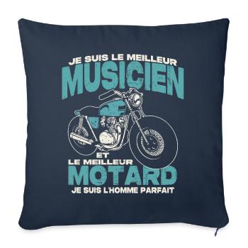 Le meilleur musicien et le meilleur motard - Housse de coussin décorative 45 x 45 cm - bleu marine - Devant