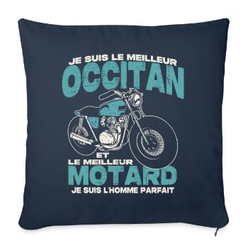 Le meilleur occitan et le meilleur motard - Housse de coussin décorative 45 x 45 cm - bleu marine - Devant