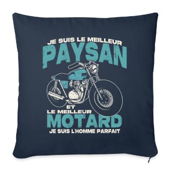 Le meilleur paysan et le meilleur motard - Housse de coussin décorative 45 x 45 cm - bleu marine - Devant