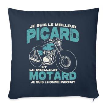 Le meilleur picard et le meilleur motard - Housse de coussin décorative 45 x 45 cm - bleu marine - Devant