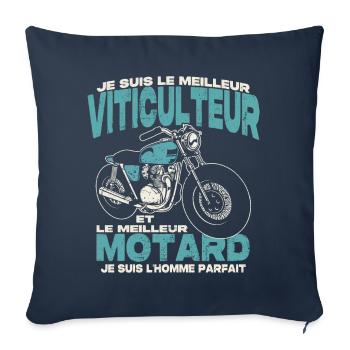 Le meilleur viticulteur et le meilleur motard - Housse de coussin décorative 45 x 45 cm - bleu marine - Devant