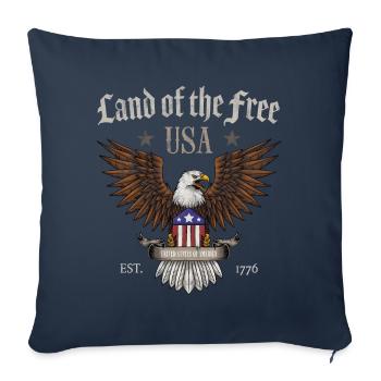 USA Terre de la Liberté - Housse de coussin décorative 45 x 45 cm - bleu marine - Devant
