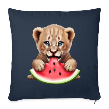 Baby lion eats watermelon - Sofa pillowcase 17,3'' x 17,3'' (45 x 45 cm) - navy - Front