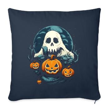 Geist, Gespenst, Mond, Kürbis, Halloween, Kostüm - Sofakissenbezug 45 x 45 cm - Navy - Vorne