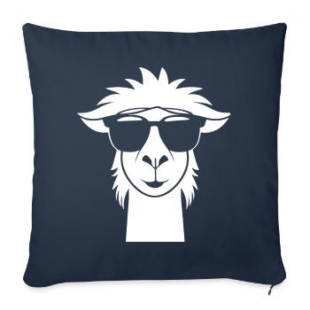 Lama drôle portant des lunettes de soleil Lamas cool - Housse de coussin décorative 45 x 45 cm - bleu marine - Devant