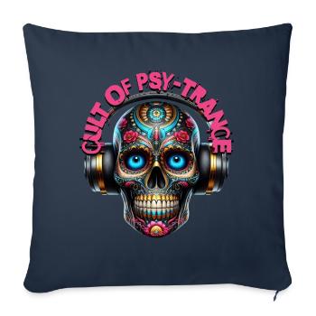 CULT OF PSY-TRANCE - Cool Skull with Headphones! - Sofa pillowcase 17,3'' x 17,3'' (45 x 45 cm) - navy - Front